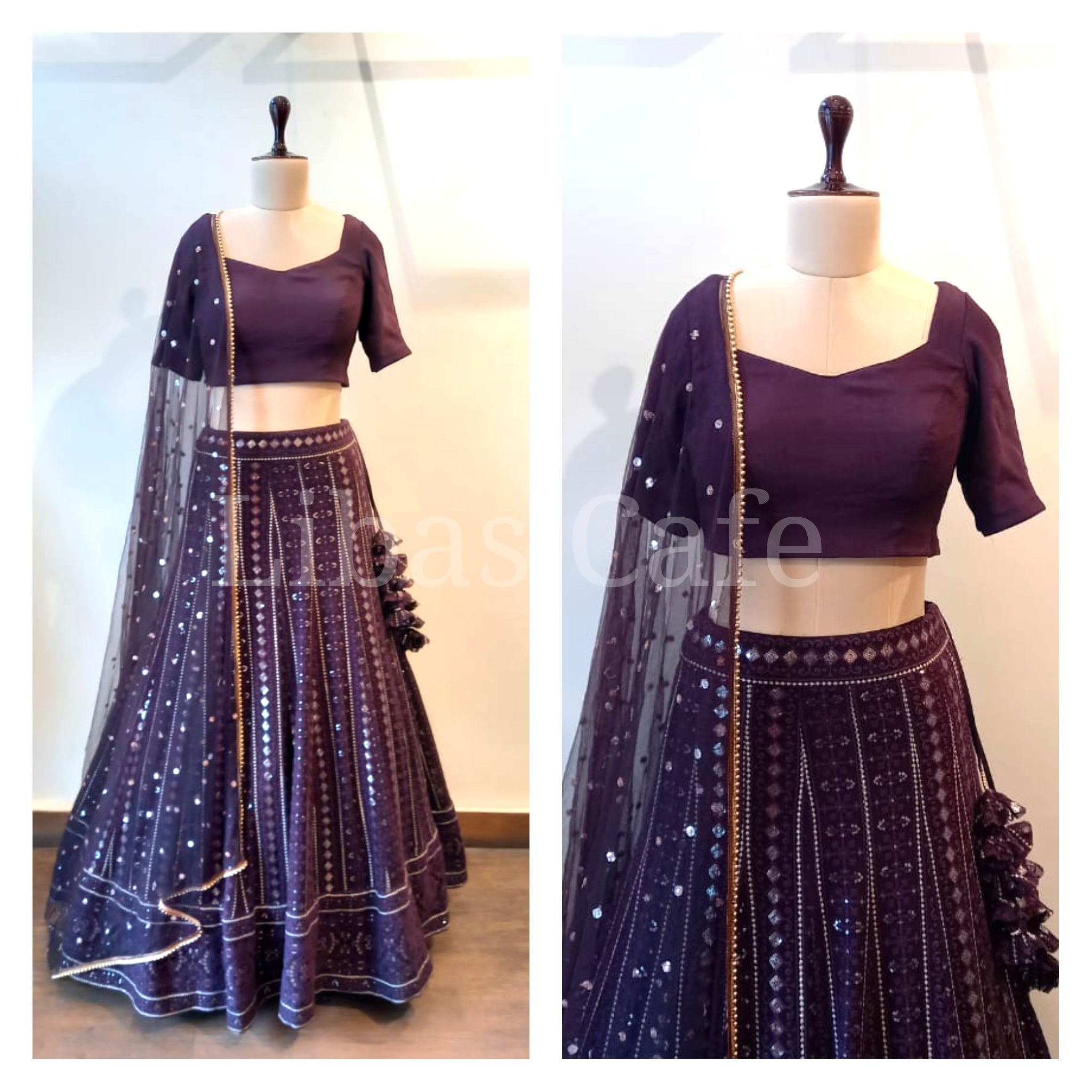 Purple Georgette Lakhnavi Lehenga